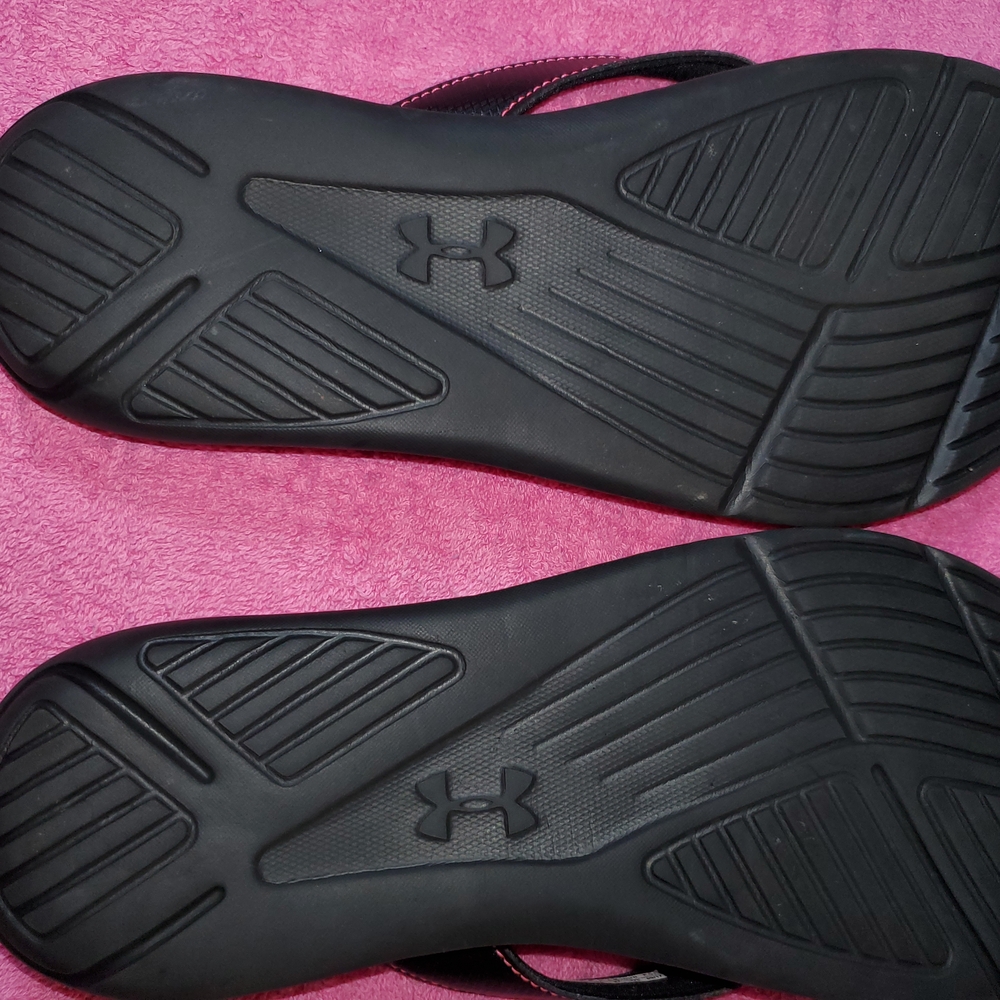 Under Armour Black and Coral Flip Flops - Picture 2 of 2